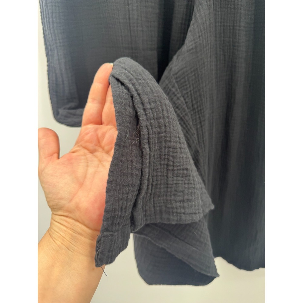 Cynthia Rowley Black Cotton Gauze Beach Pant 1X Pockets Elastic Waist Breathable - Picture 6 of 14